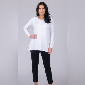 Intro Long Sleeve Solid Pleat Back Detail Swing Top